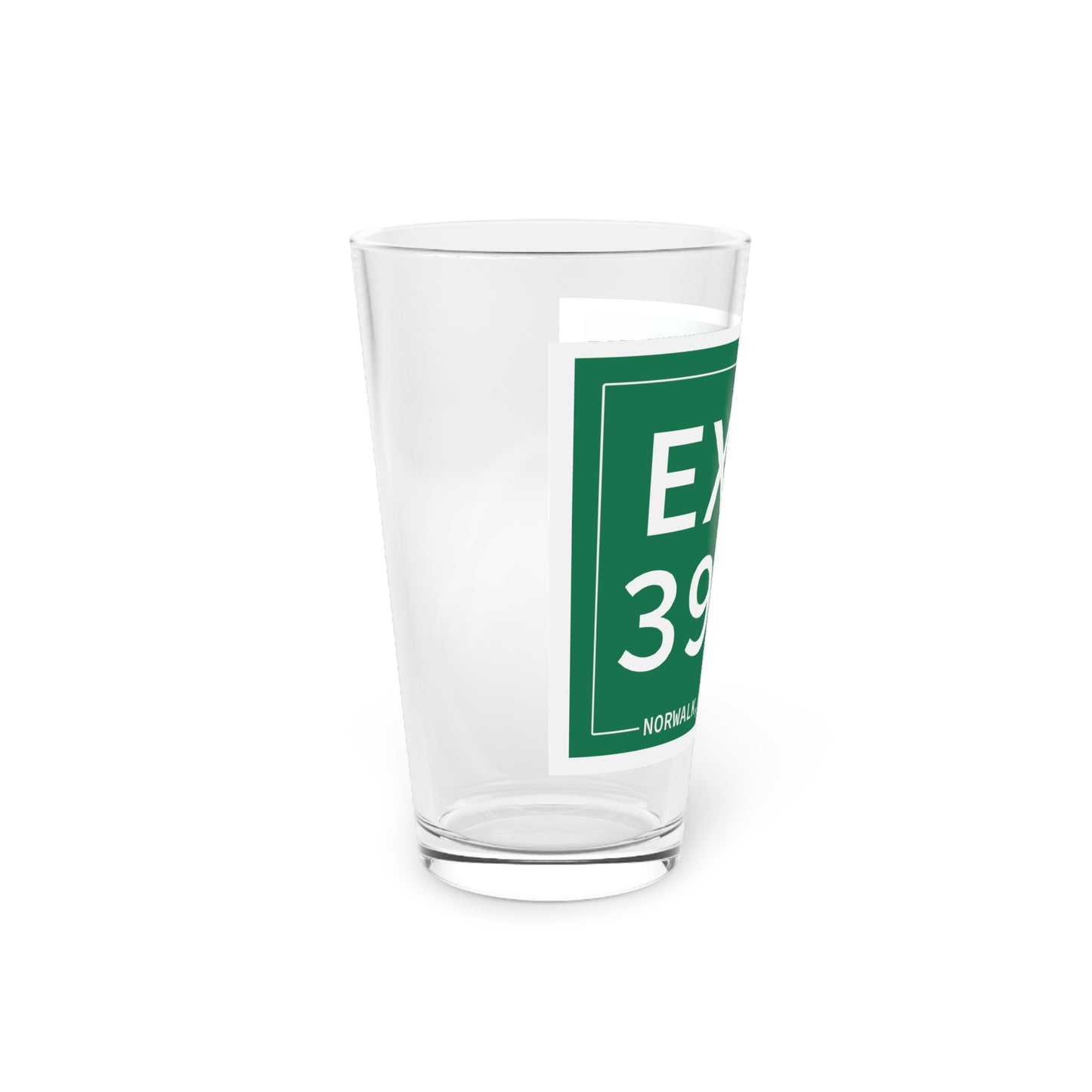 Vintage Exit 39B Merritt Parkway Sign Pint Glass, 16oz