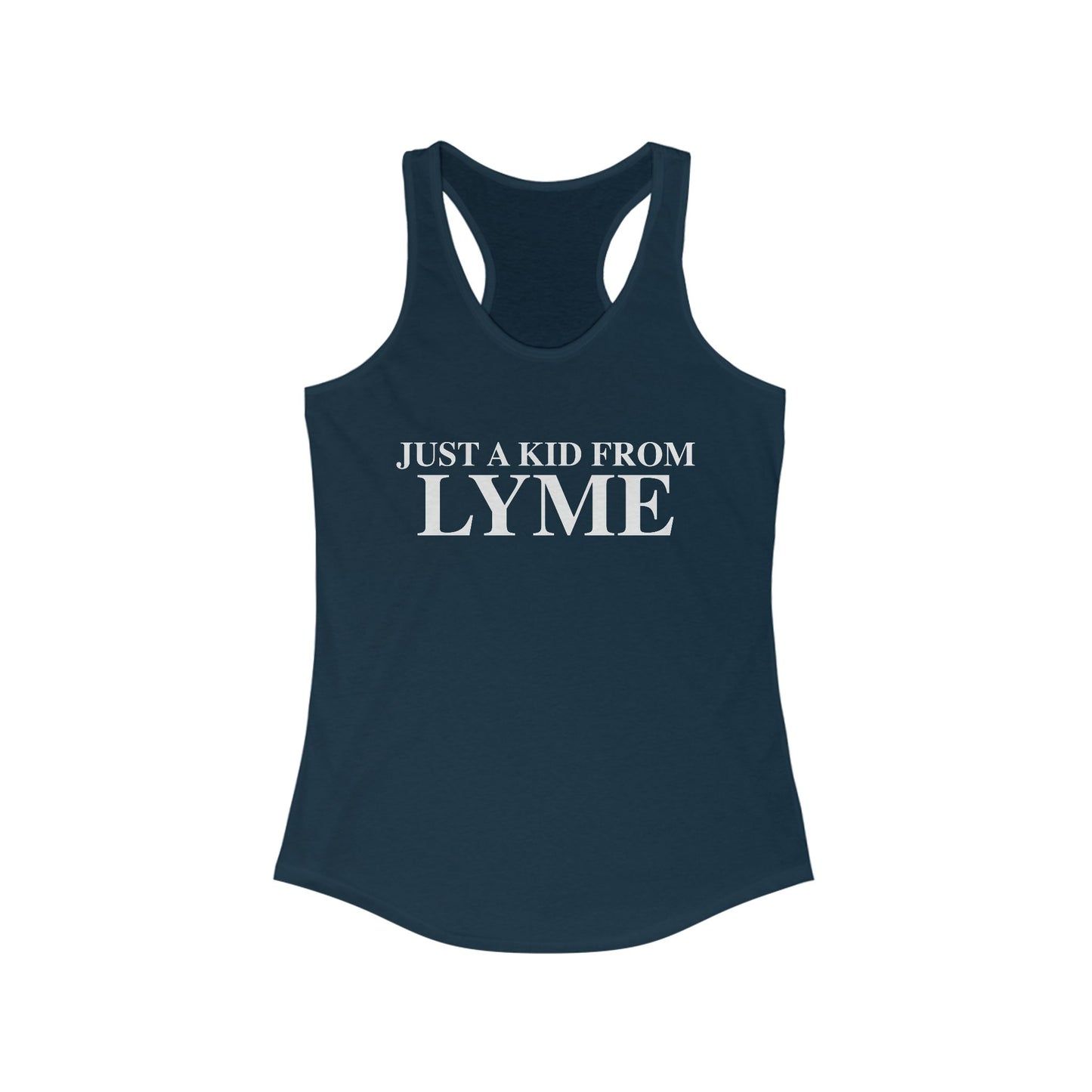 Just a kid from Lyme Women's Ideal Racerback Tank Top