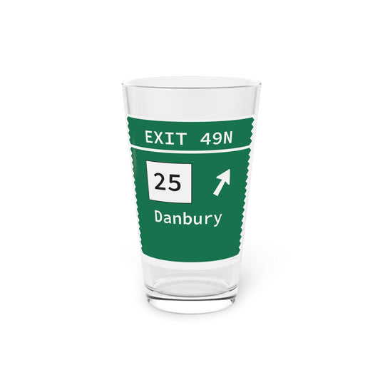 Vintage Merritt Parkway Exit 49N Sign Pint Glass, 16oz