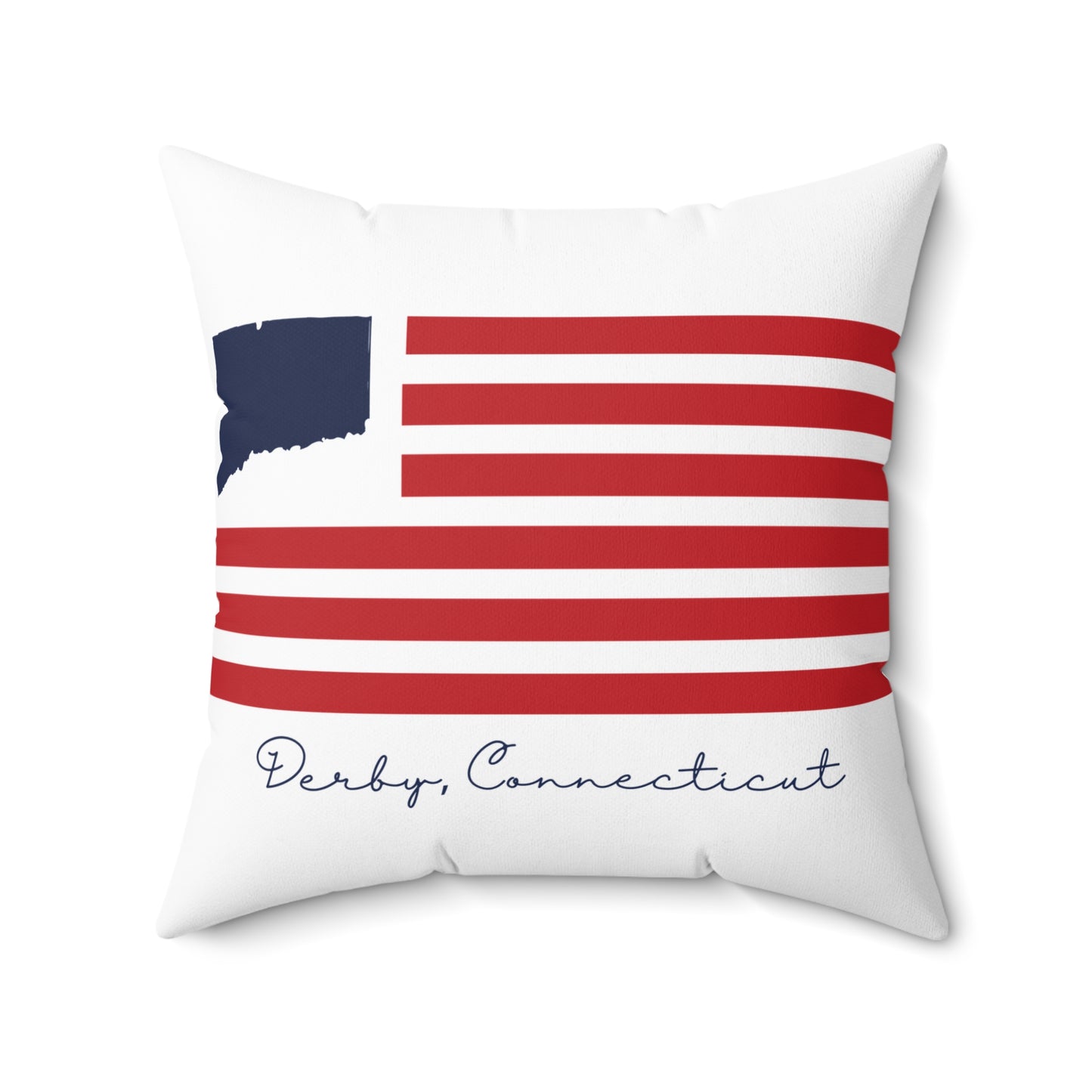 Derby Connecticut Flag Spun Polyester Square Pillow