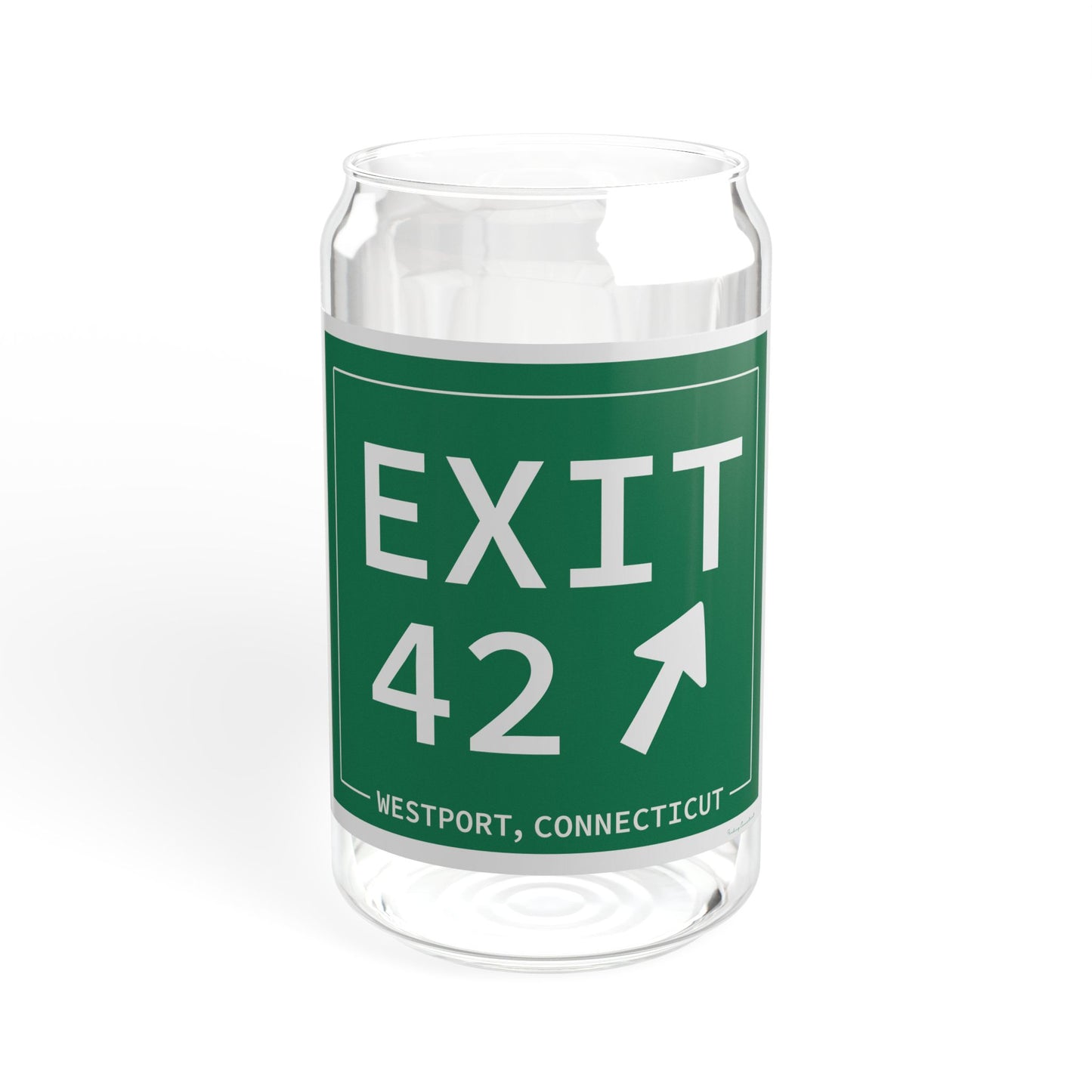 Vintage Exit 42 Merritt Parkway Sign Sipper Glass, 16oz