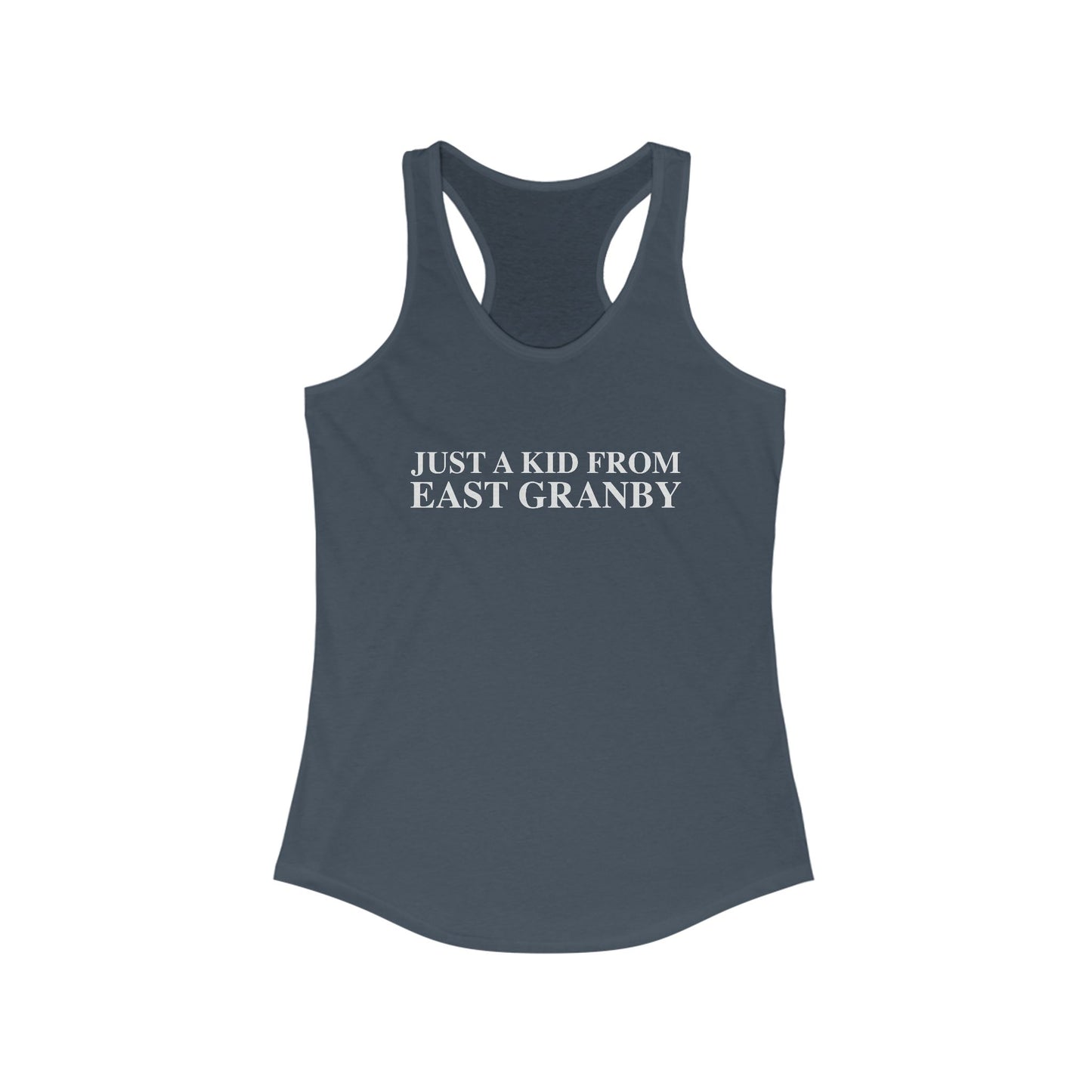 Just a kid from East Granby Women's Ideal Racerback Tank Top