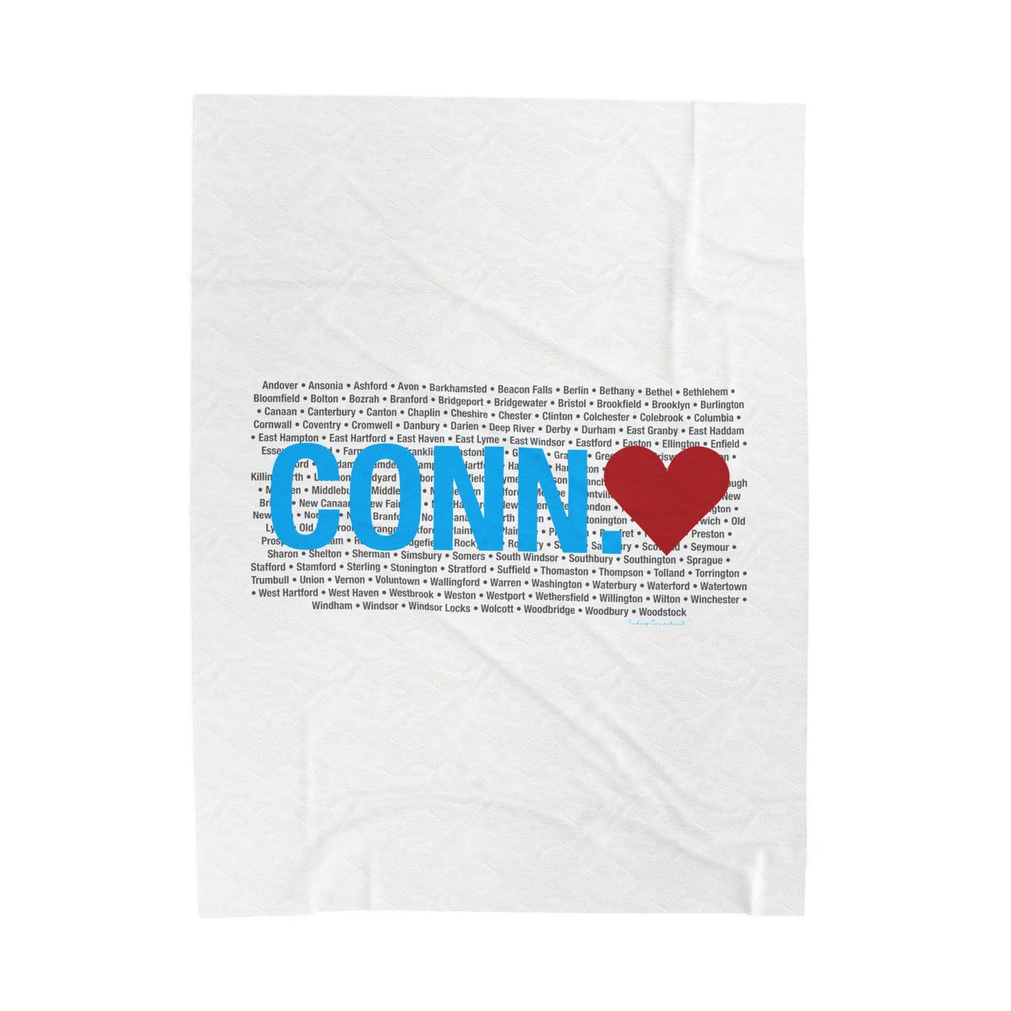 Connecticut Love Velveteen Plush Blanket