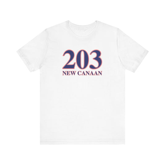 203 New Canaan Red White & Blue  Unisex Jersey Short Sleeve T-Shirt
