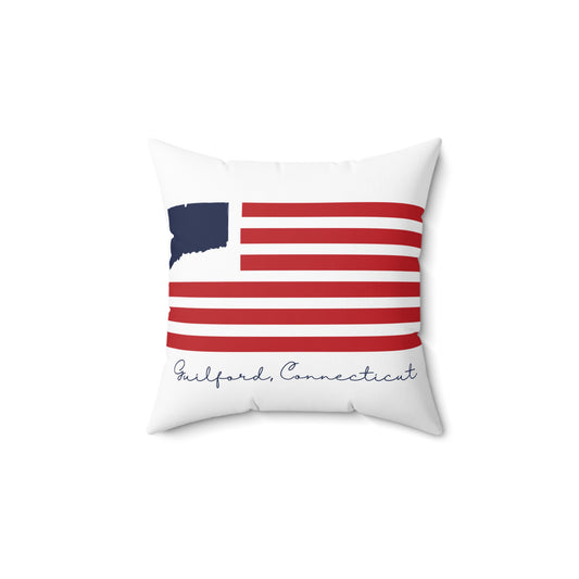 Guilford Connecticut Flag Spun Polyester Square Pillow