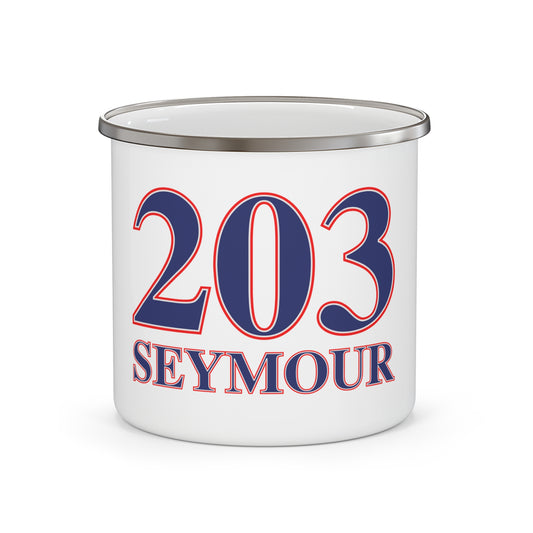 203 Seymour Red White & Blue Enamel Camping Mug