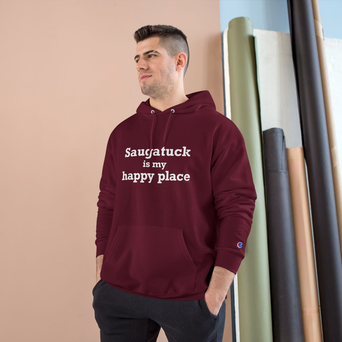 Saugatuck Is My Happy Place Champion Hoodie Sweatshirt