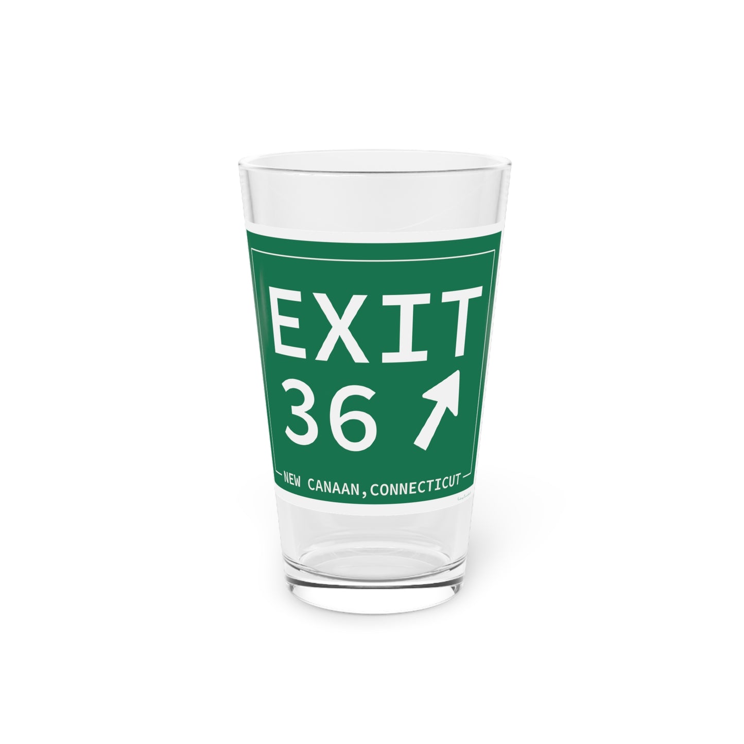Vintage Exit 36 Merritt Parkway Sign Pint Glass, 16oz