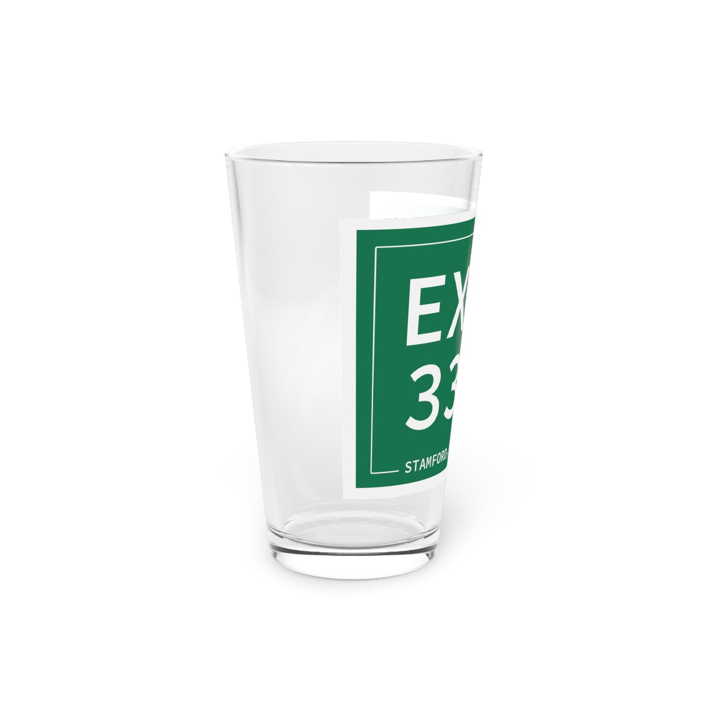 Vintage Exit 33 Merritt Parkway Sign Pint Glass, 16oz