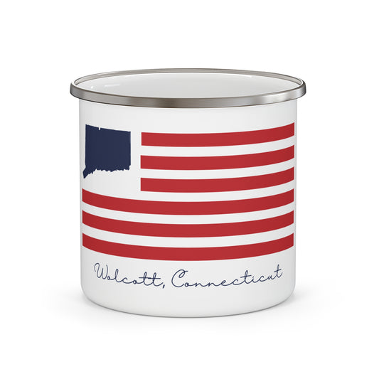 Wolcott Connecticut Flag Enamel Camping Mug