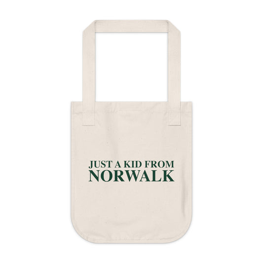 Just a kid from Norwalk Organic Canvas Tote Bag