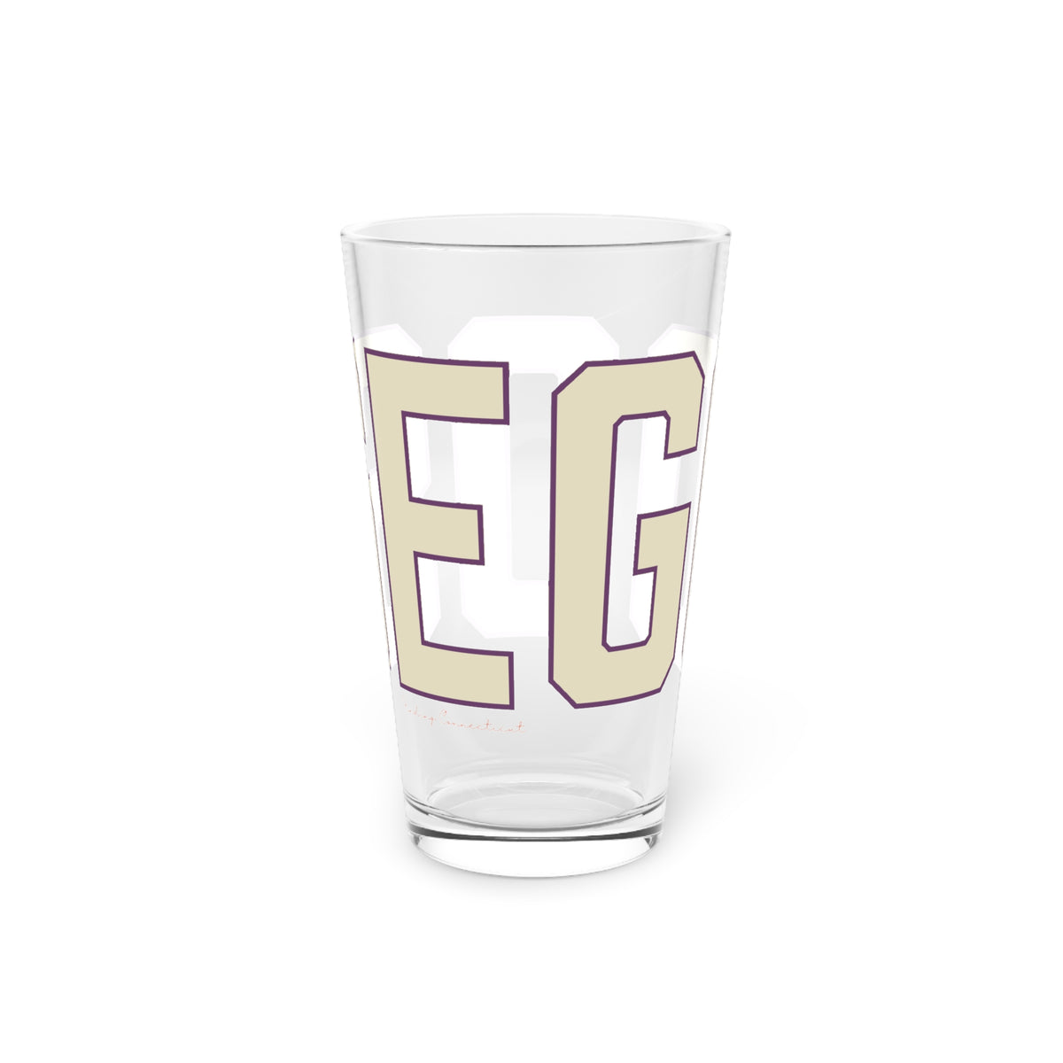 Goose Zip Code Cream & Purple Pint Glass, 16oz