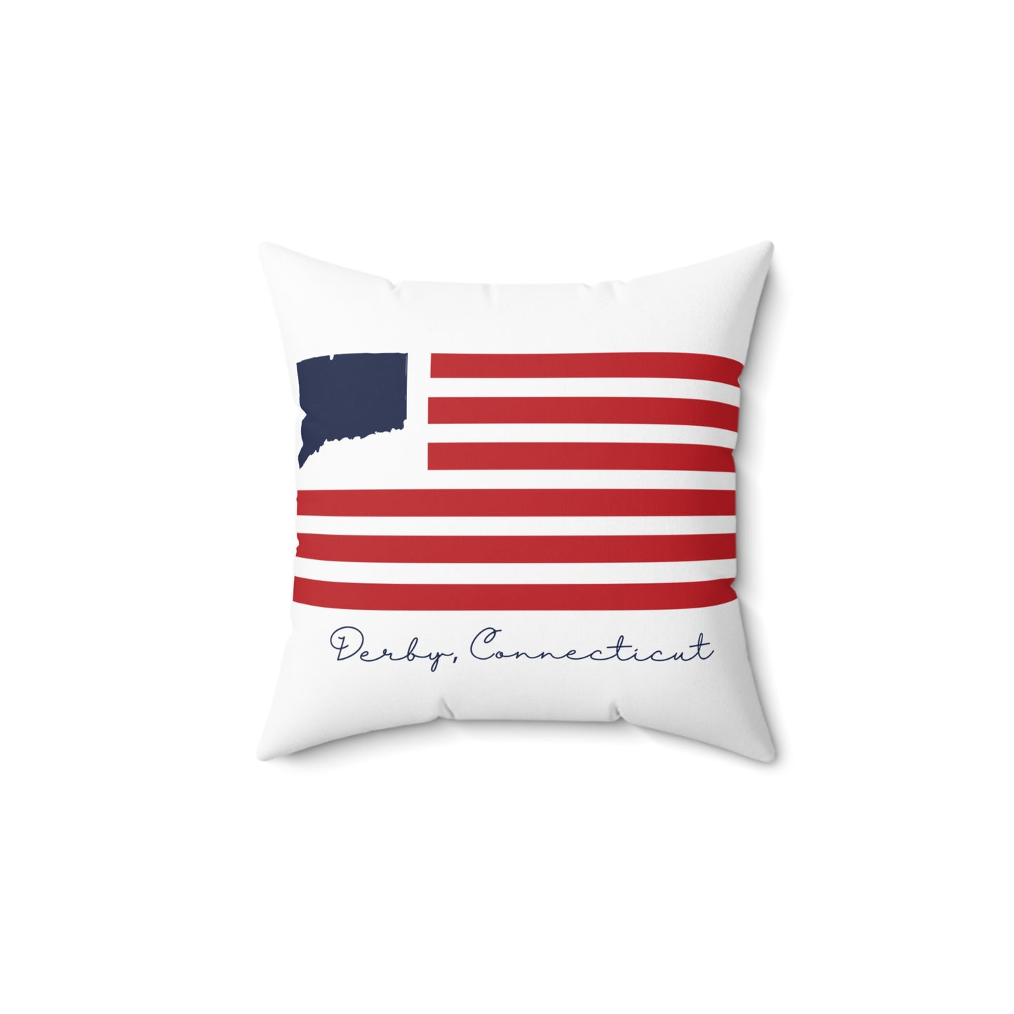 Derby Connecticut Flag Spun Polyester Square Pillow