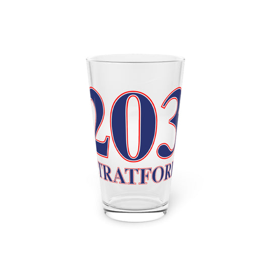 203 Stratford Red White & Blue Pint Glass, 16oz