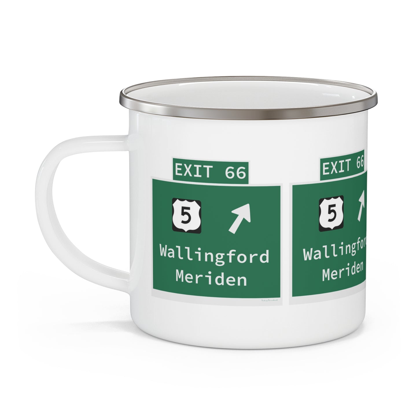 Vintage WCP Exit 66 Sign Enamel Camping Mug