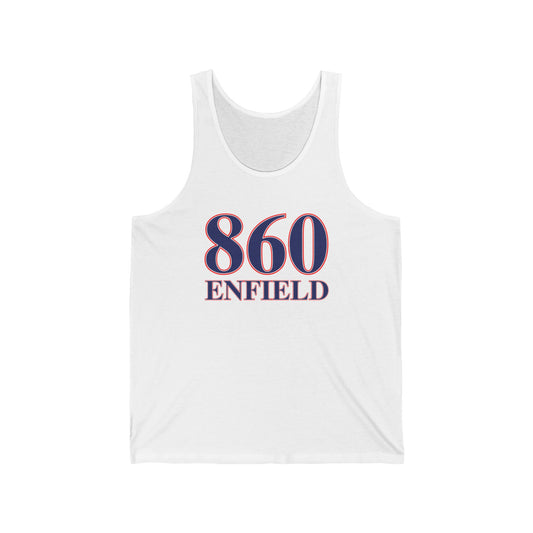 860 Enfield Red White & Blue Unisex Jersey Tank Top