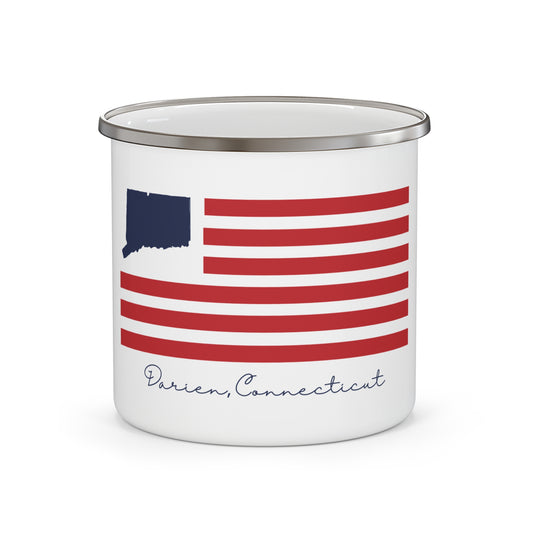 Darien Connecticut Flag Enamel Camping Mug
