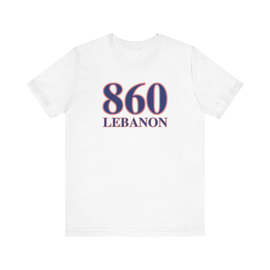 860 Lebanon Red White & Blue Unisex Jersey Short Sleeve T-Shirt