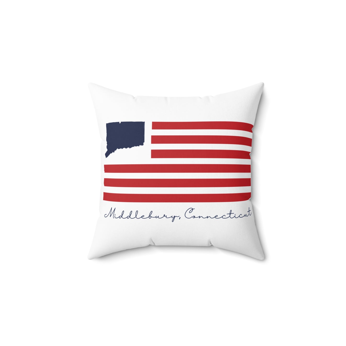 Middlebury Connecticut Flag Spun Polyester Square Pillow