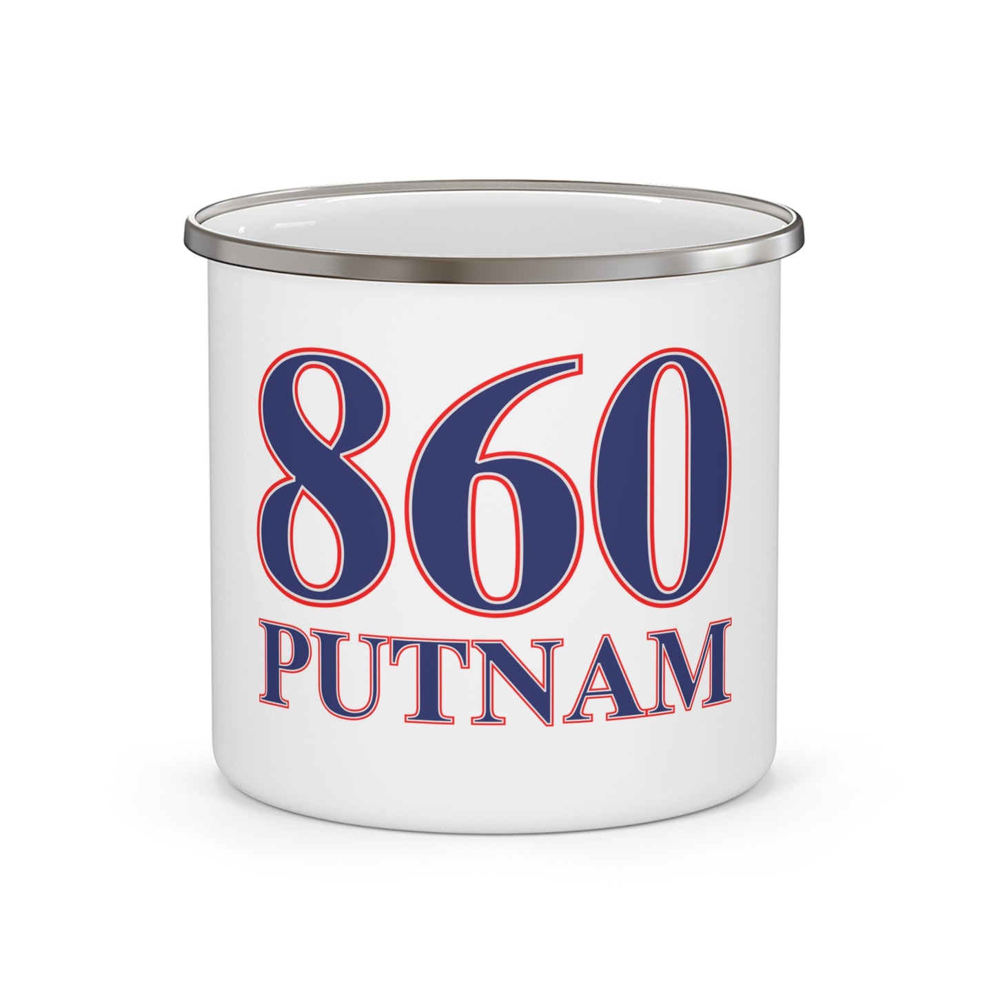 860 Putnam Red, White & Blue Enamel Camping Mug
