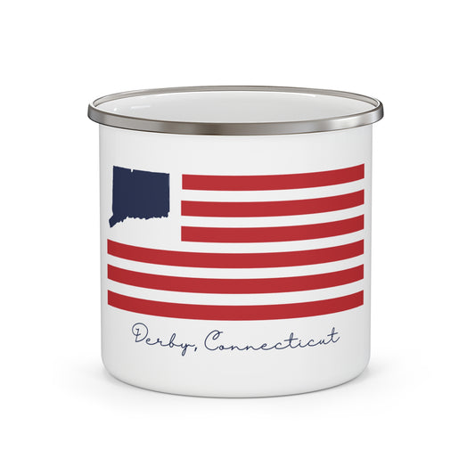Derby Connecticut Flag Enamel Camping Mug