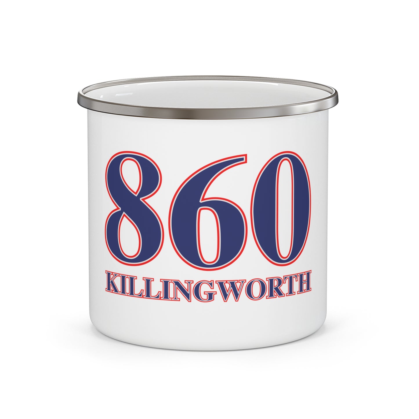 860 Killingworth Red, White & Blue Enamel Camping Mug