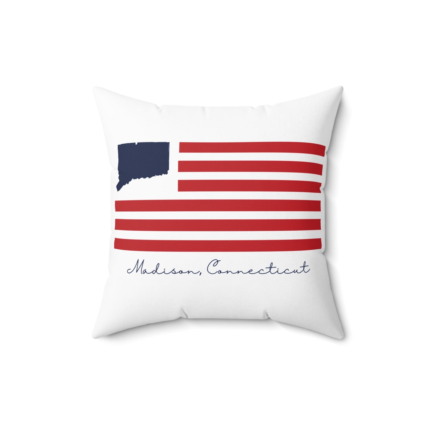 Madison Connecticut Flag Spun Polyester Square Pillow