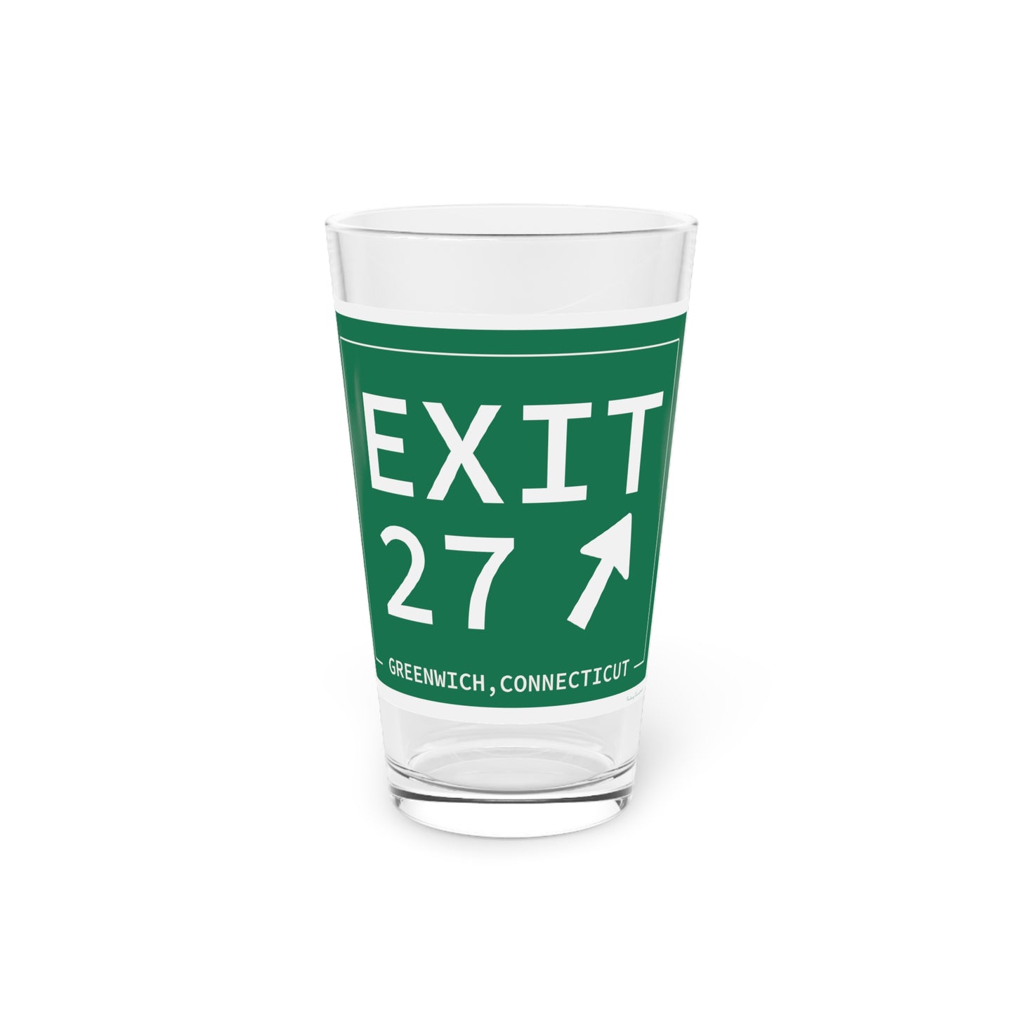Vintage Exit 27 Merritt Parkway Sign Pint Glass, 16oz