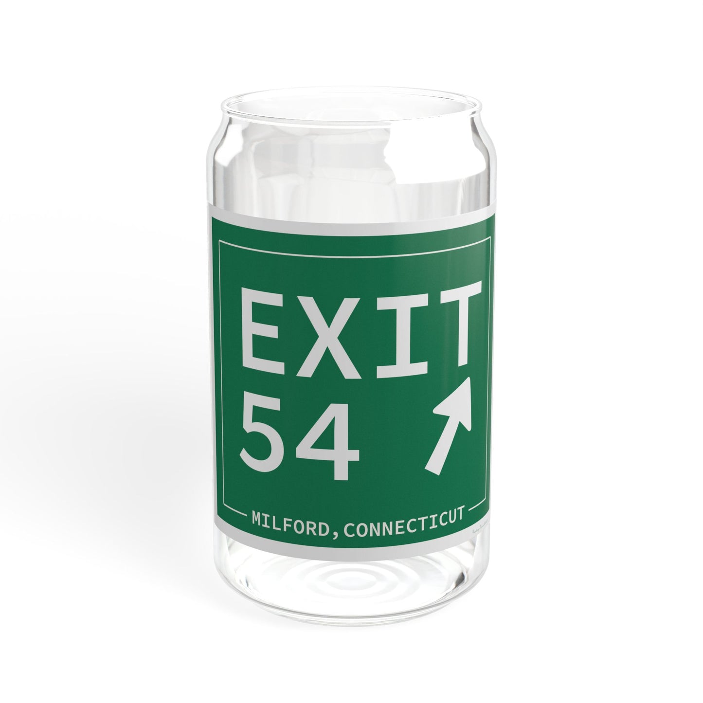 Vintage Exit 54 Merritt Parkway Sign Sipper Glass, 16oz