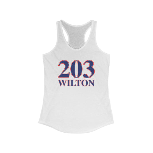203 Wilton Red White & Blue Women's Ideal Racerback Tank Top