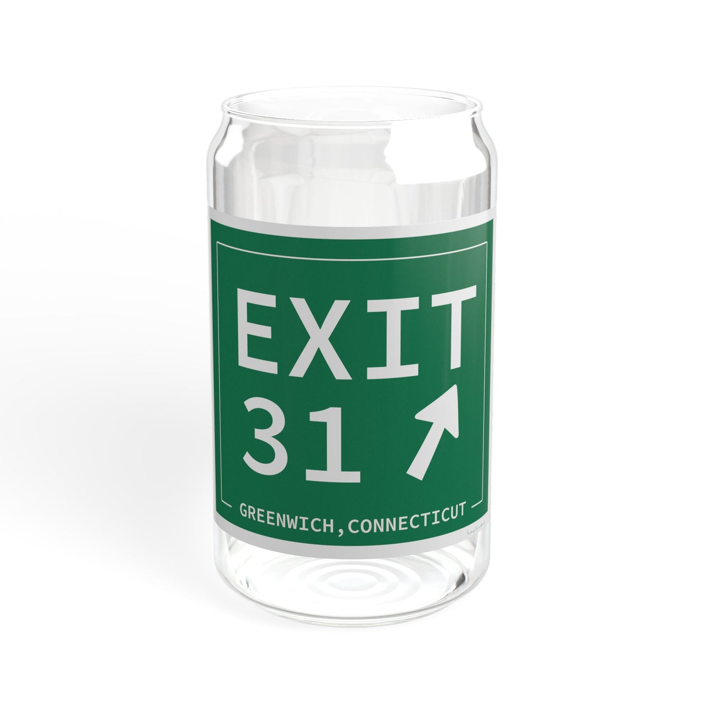 Vintage Exit 31 Merritt Parkway Sign Sipper Glass, 16oz