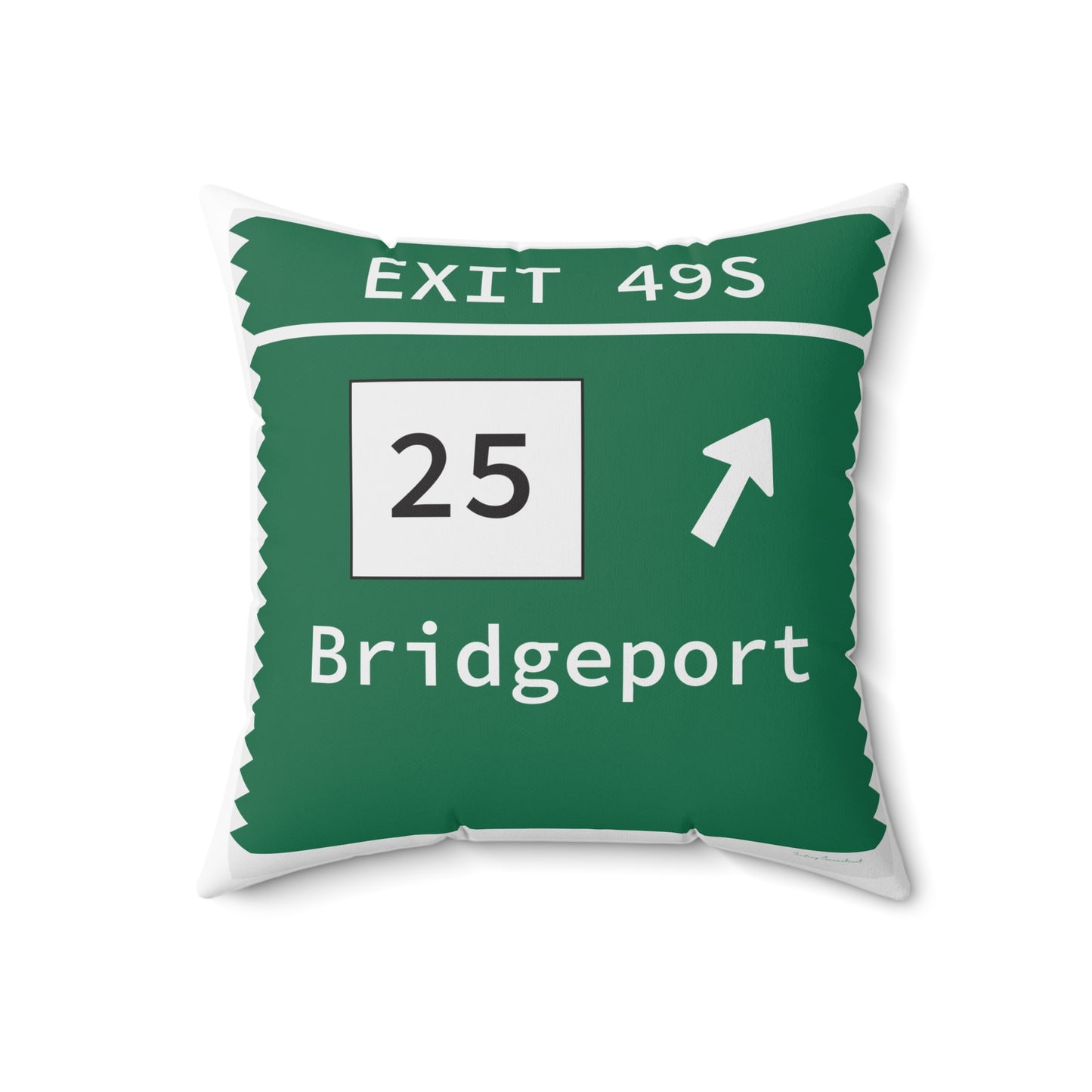 Vintage Merritt Parkway Exit 49S Sign Spun Polyester Square Pillow