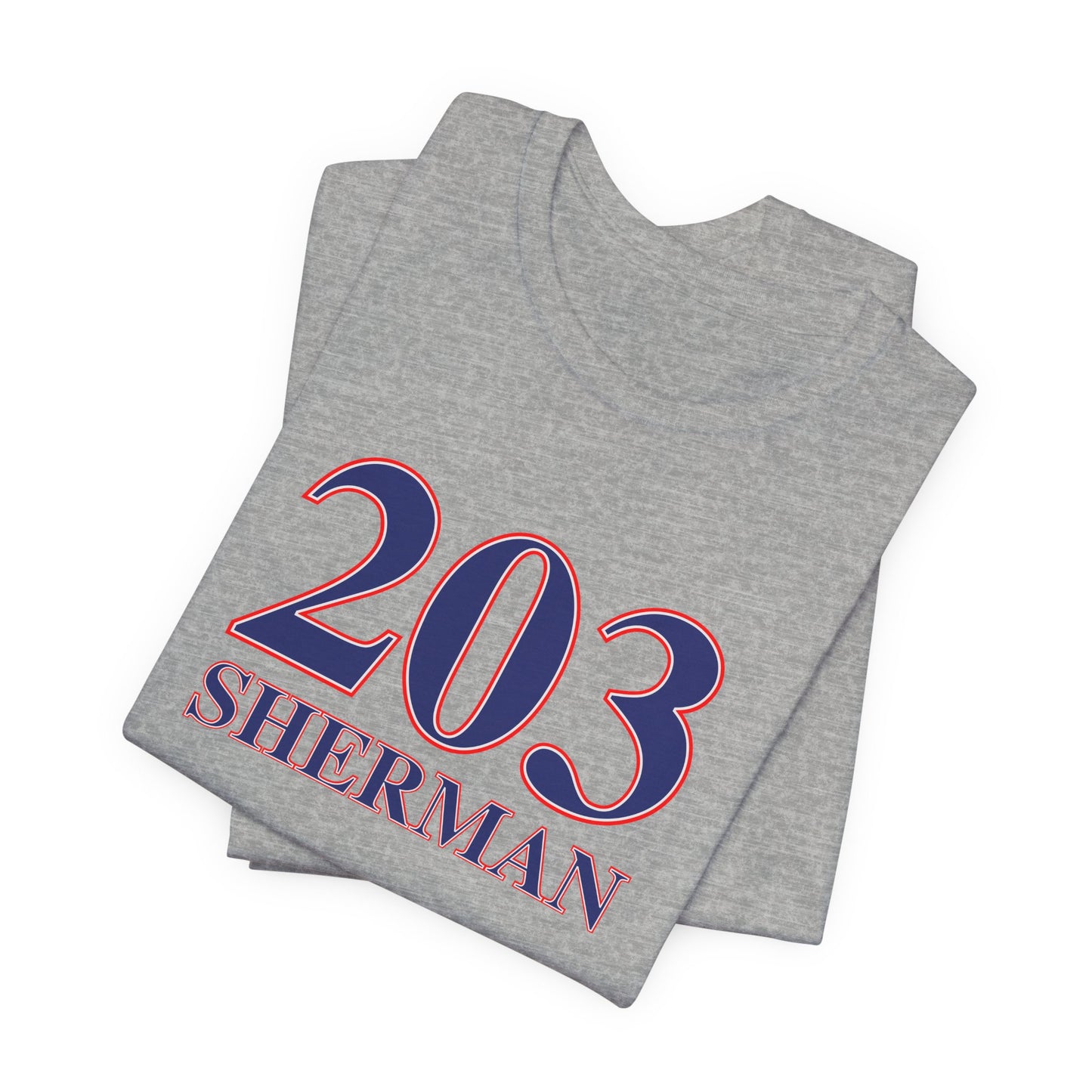 203 Sherman Red White & Blue Unisex Jersey Short Sleeve T-Shirt