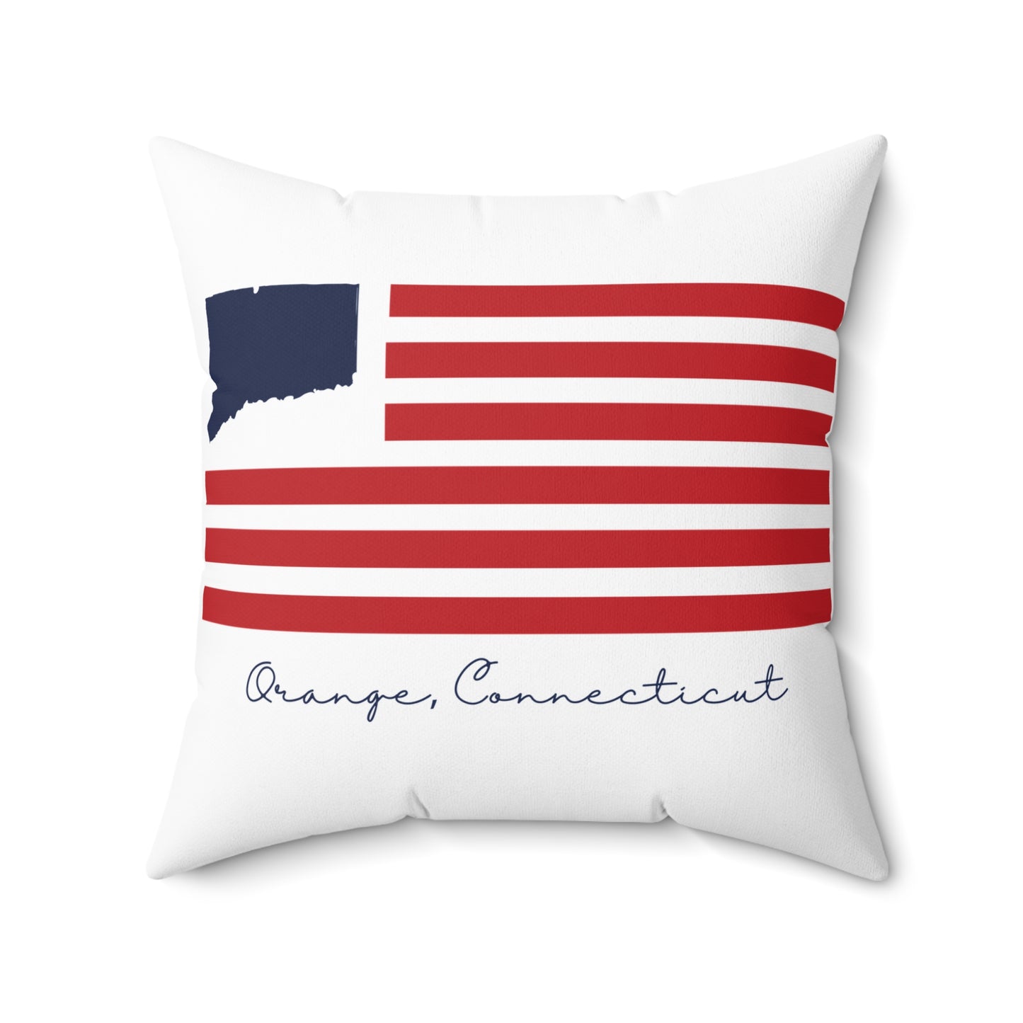 Orange Connecticut Flag Spun Polyester Square Pillow