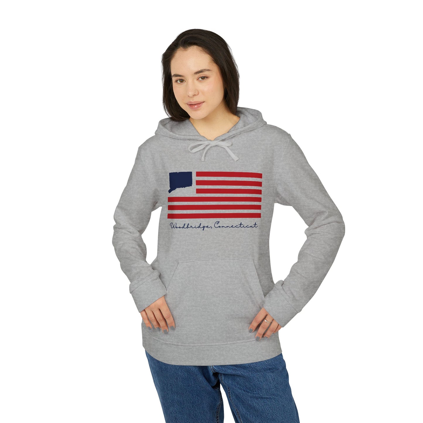 Woodbridge Connecticut Flag adidas Unisex Fleece Hoodie