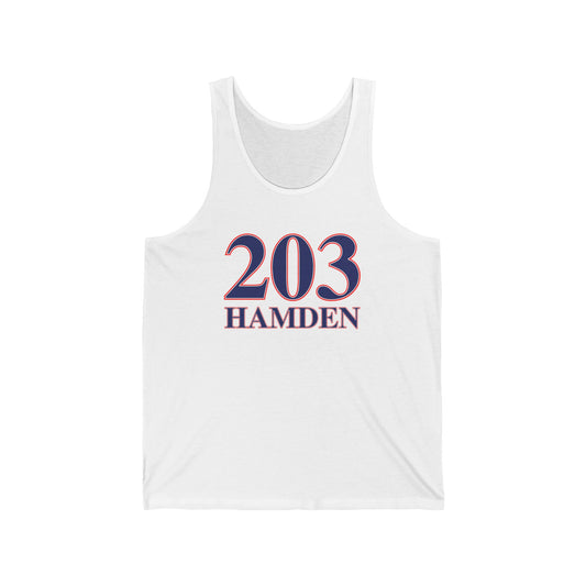 203 Hamden Red White and Blue Unisex Jersey Tank Top