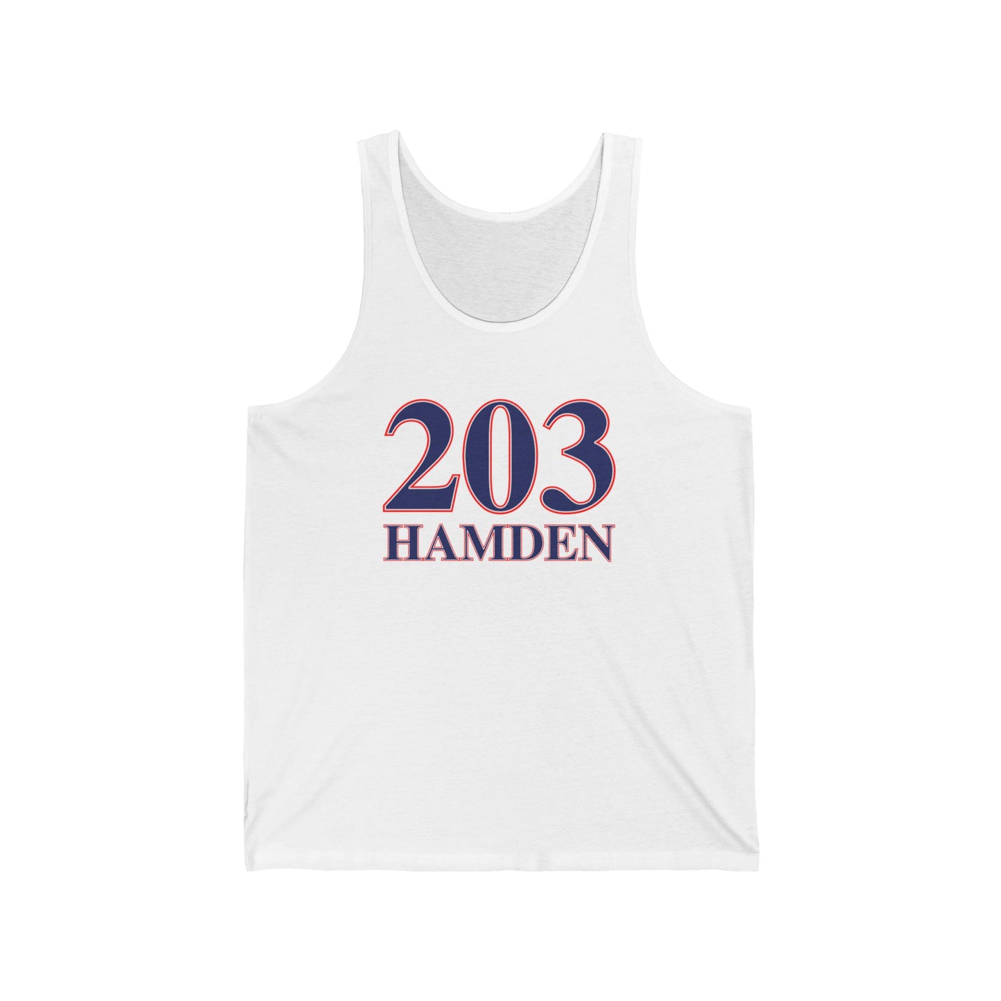 203 Hamden Red White and Blue Unisex Jersey Tank Top