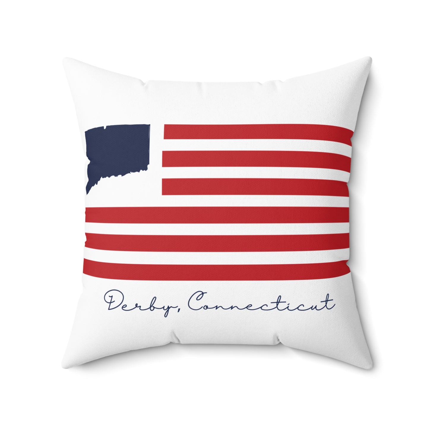 Derby Connecticut Flag Spun Polyester Square Pillow
