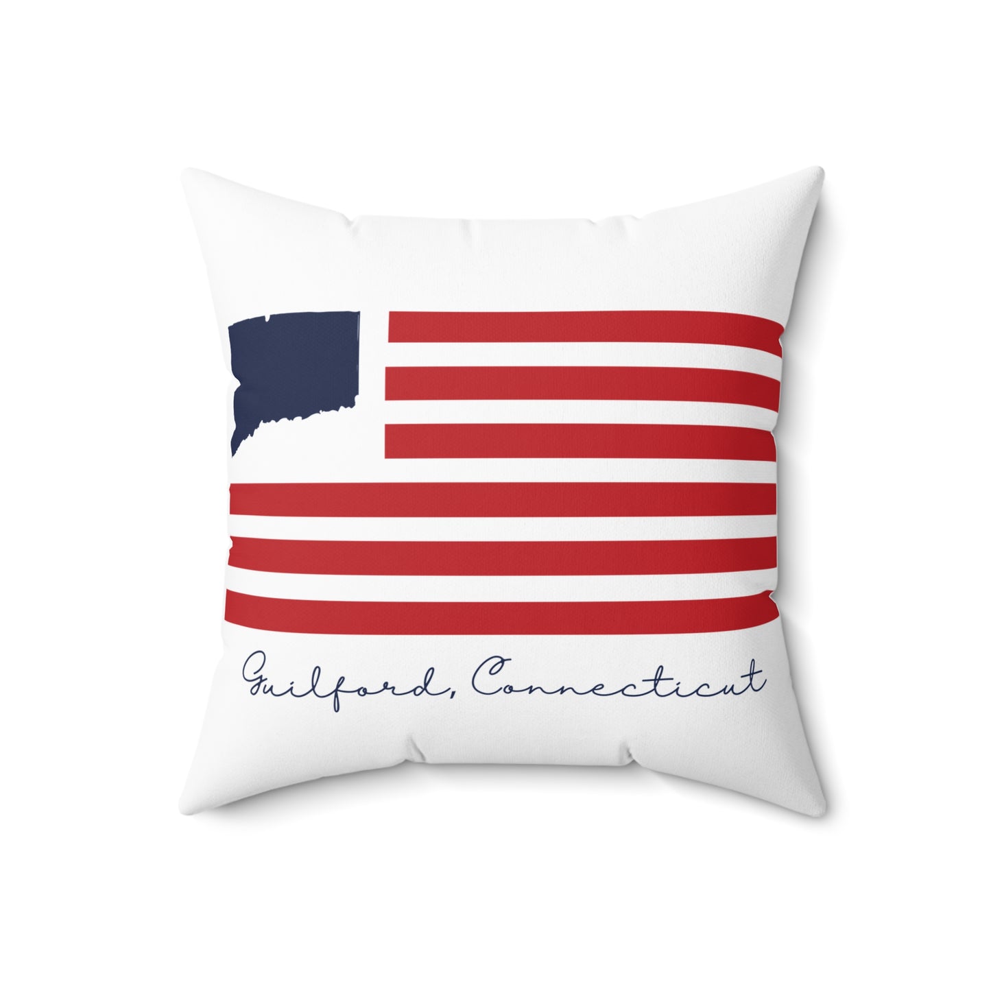 Guilford Connecticut Flag Spun Polyester Square Pillow