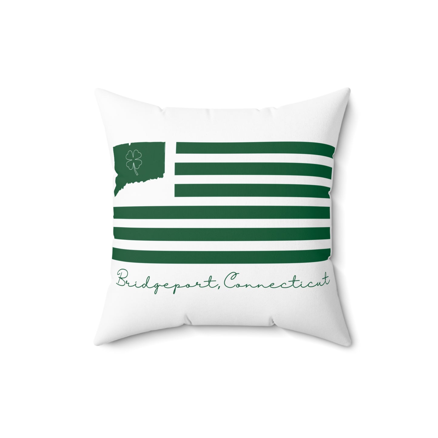 Bridgeport Connecticut St Patrick's Day Flag Spun Polyester Square Pillow