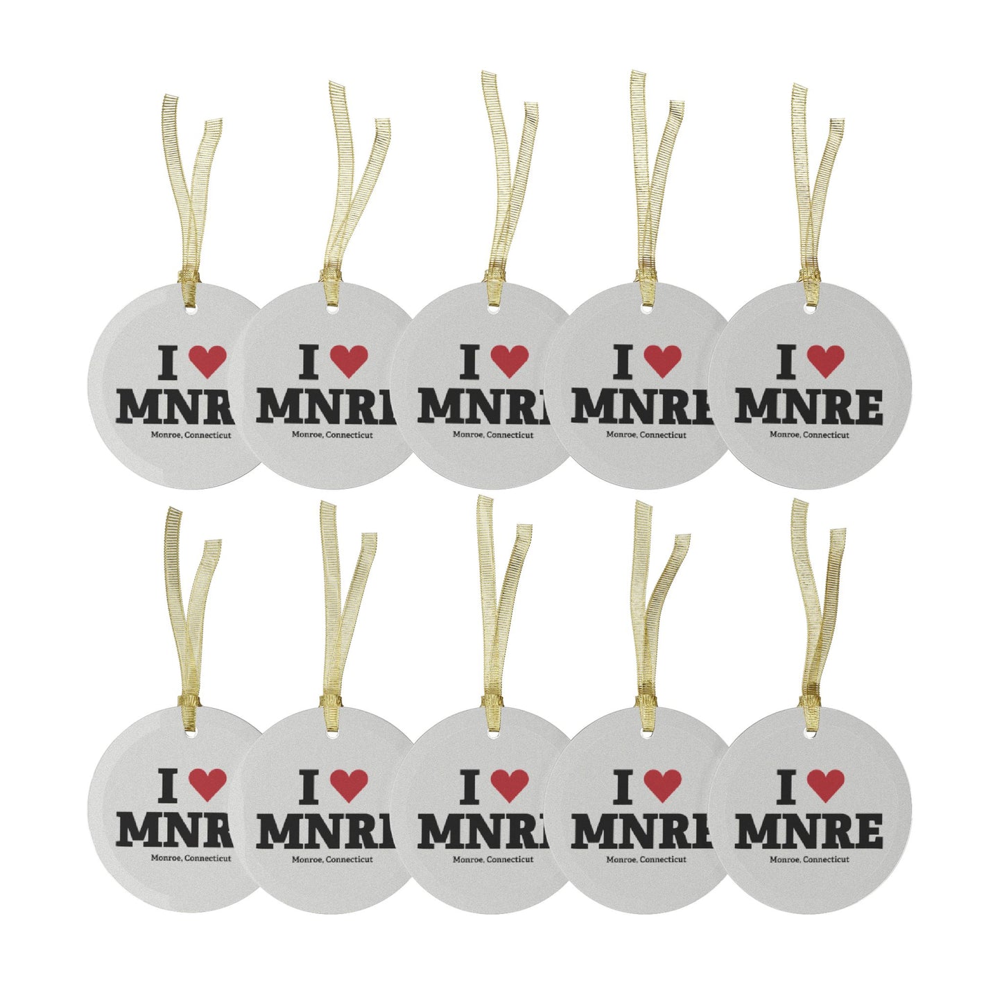 I Heart MNRE Glass Ornaments