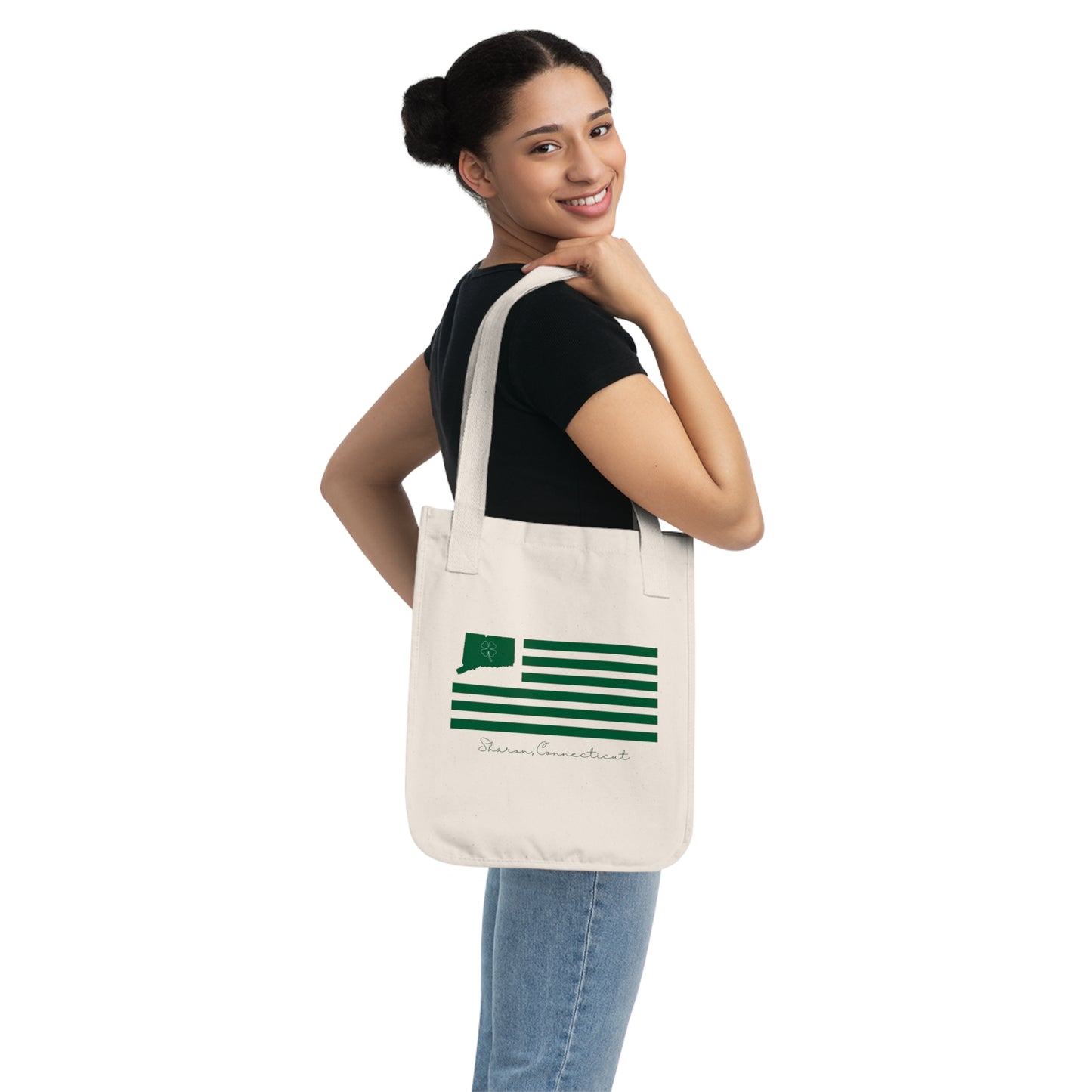 Sharon Connecticut St. Patrick’s Day Flag Organic Canvas Tote Bag