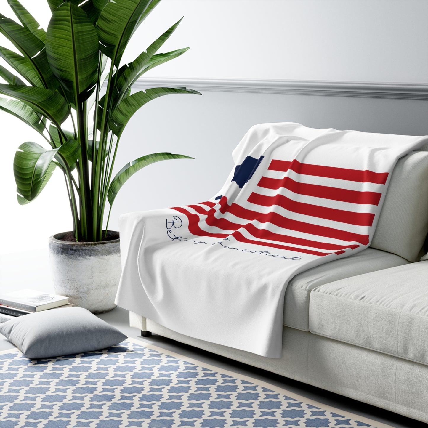 Bethany Connecticut Flag Sherpa Fleece Blanket