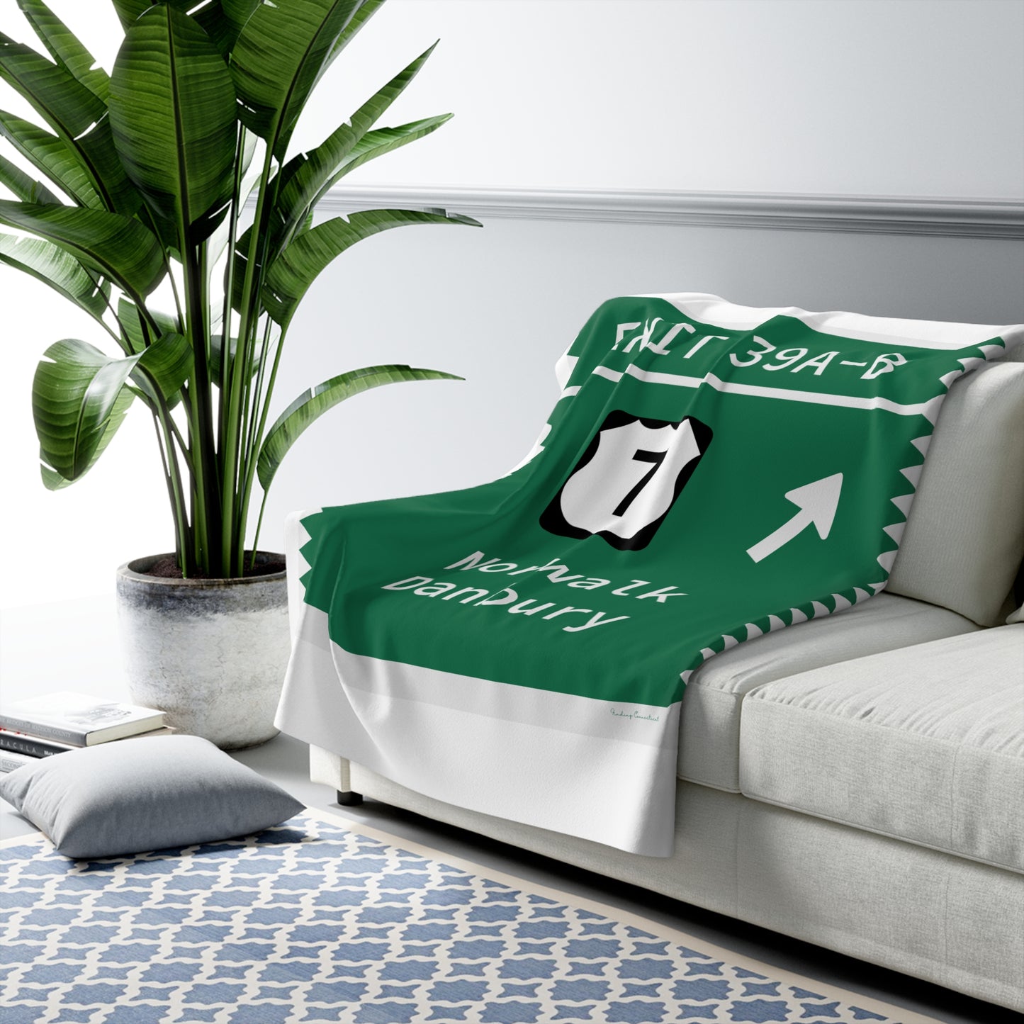Vintage Merritt Parkway Exit 39 A-B Sign Sherpa Fleece Blanket
