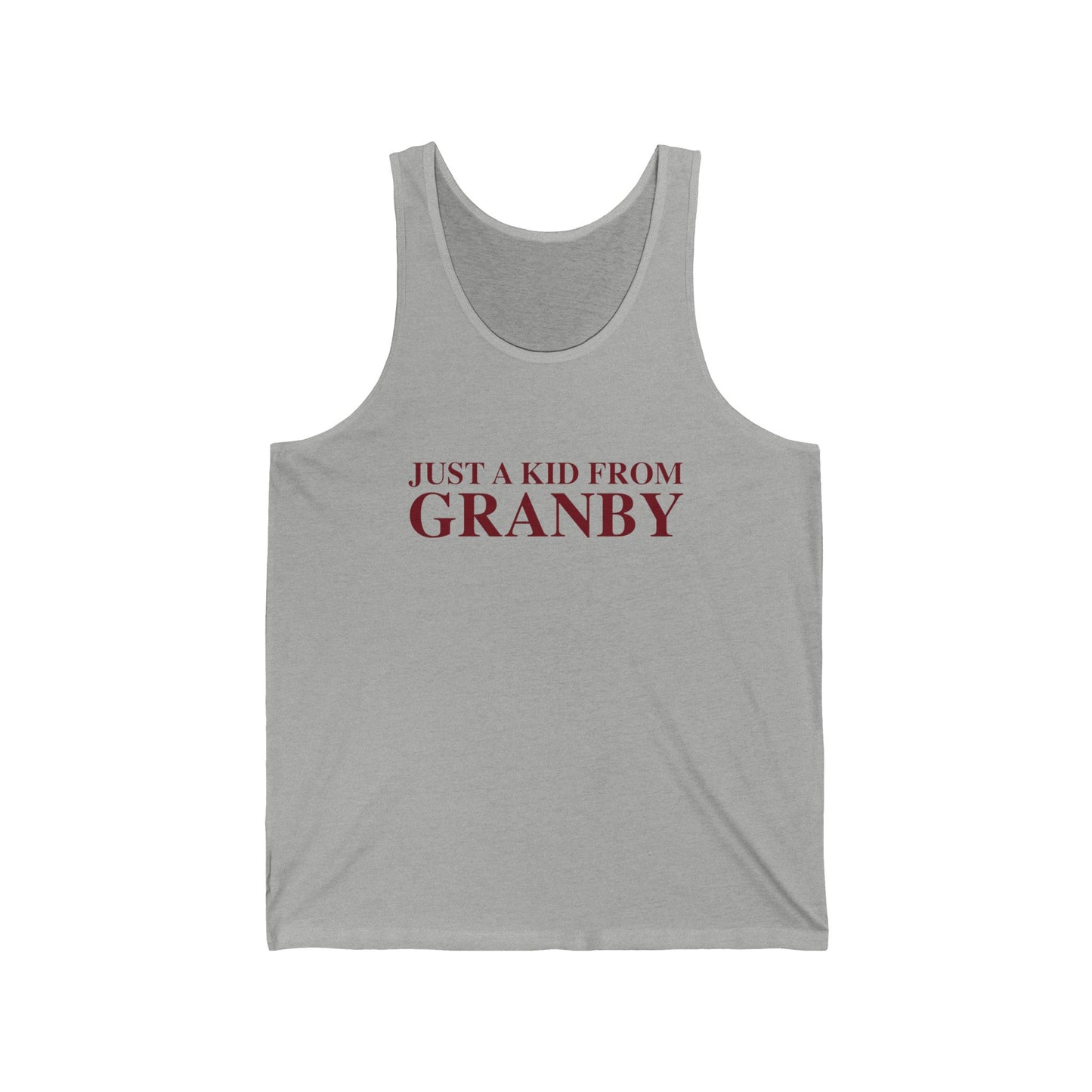 Just a kid from Granby Unisex Jersey Tank Top