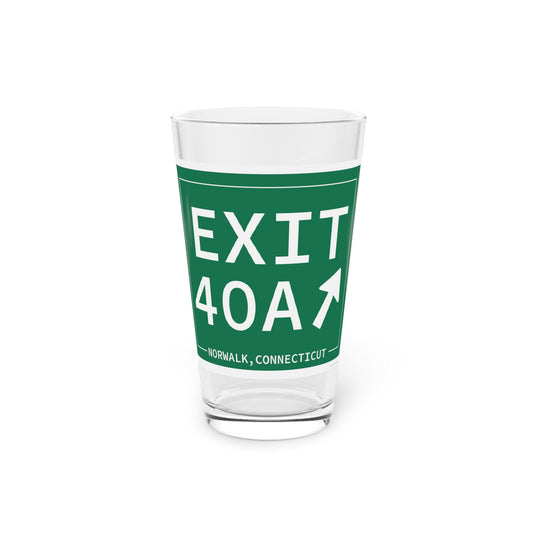 Vintage Exit 40A Merritt Parkway Sign Pint Glass, 16oz