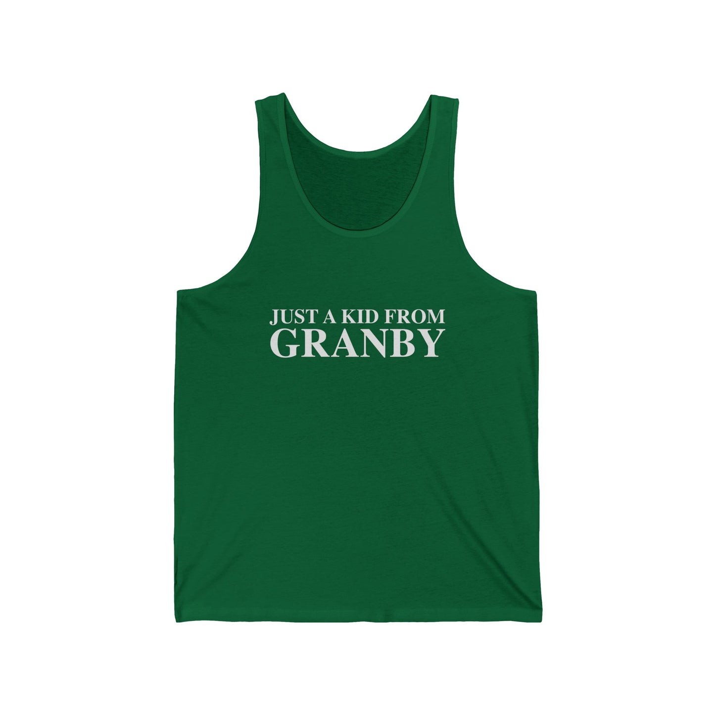 Just a kid from Granby Unisex Jersey Tank Top