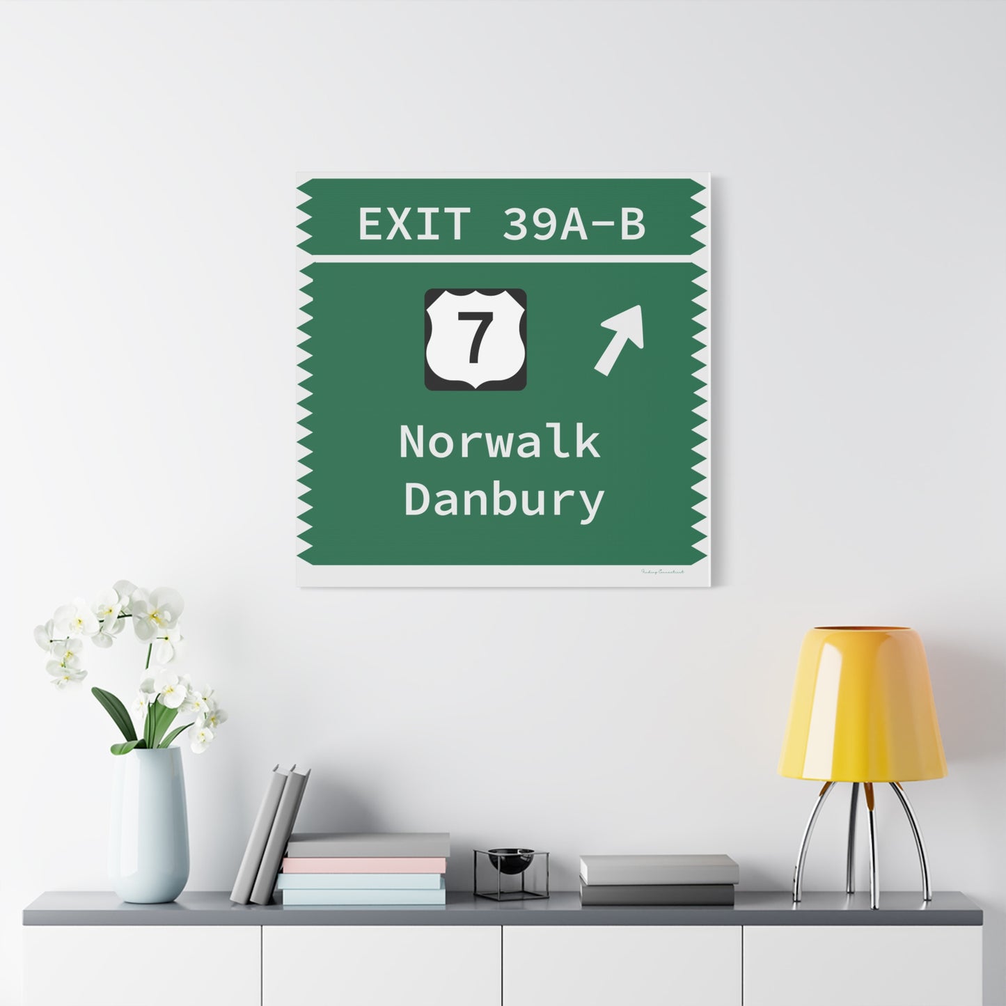 Vintage Merritt Parkway Exit 39 A-B SignMatte Canvas, Stretched, 1.25"