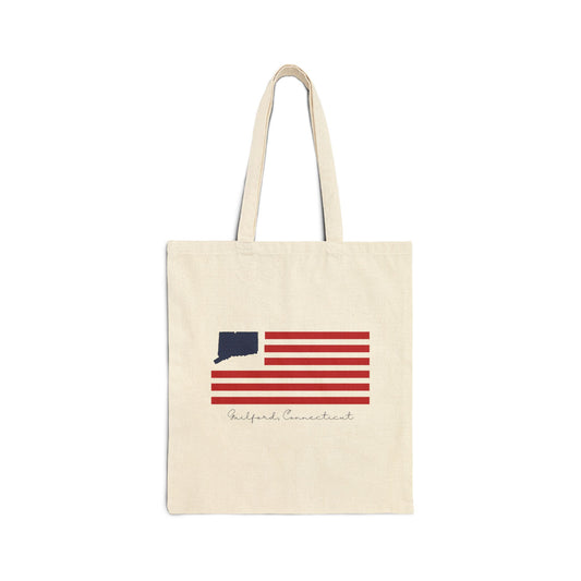 Guilford Connecticut Flag Cotton Canvas Tote Bag