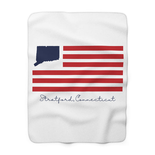 Stratford Connecticut Flag Sherpa Fleece Blanket